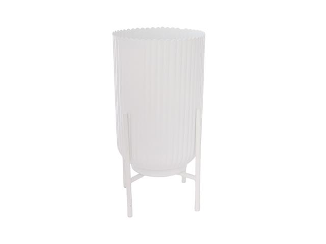 6" ROUND RIBBED PLANTER WITH STAND (WHITE)